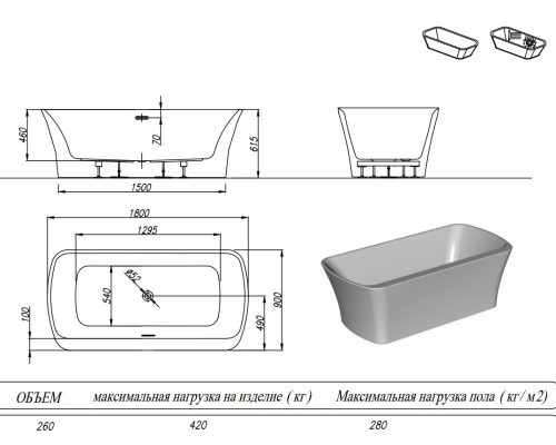 Ванна акриловая Kolpa-San Marilyn FS 180x90 Black