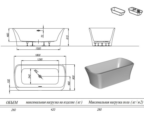 Ванна акриловая Kolpa-San Marilyn FS 180x90