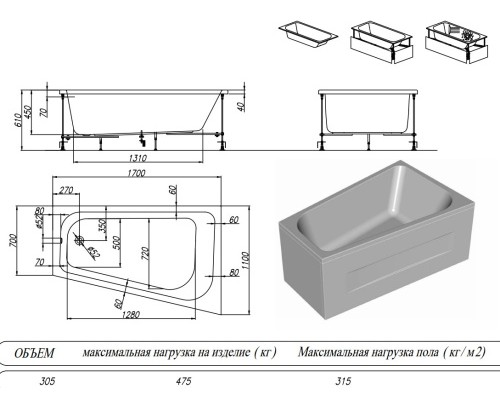 Ванна акриловая Kolpa-San Beatrice 170x110 L