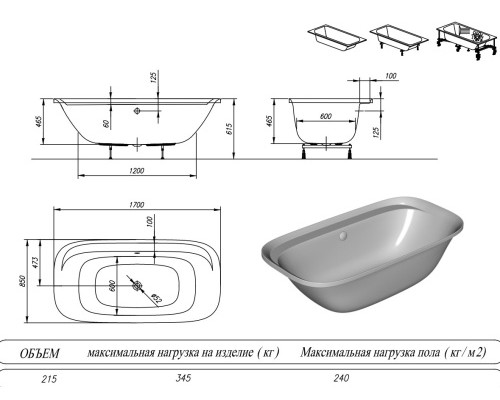 Ванна акриловая Kolpa-San Lux 170x85