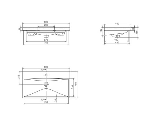 Умывальник мебельный Elite 80*45 см, белый, VB032M22U00