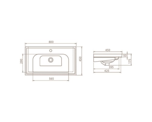 Умывальник мебельный Frame 80*45 см, белый, VB015M22U00