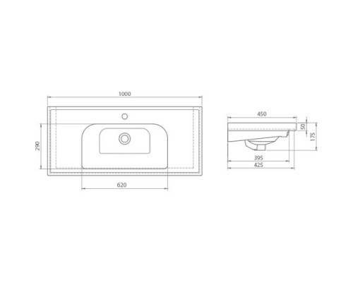 Умывальник мебельный Frame 100*45 см, белый, VB015A02U00