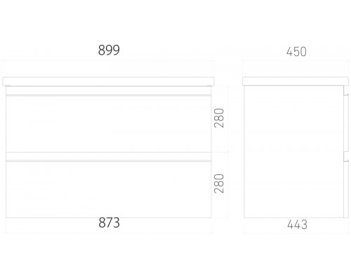 Тумба подвесная ELECTRA 90 под умыв-к Creavit Ideal 90, белый глянец, LE-WCAB-90-01