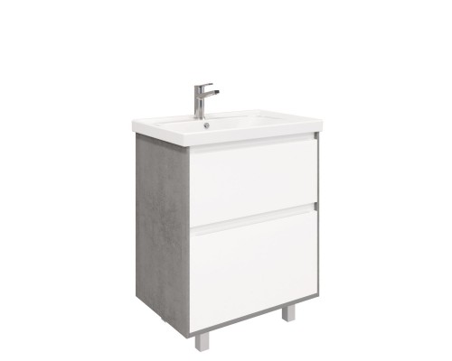 Тумба напольная LUNO 70 под умыв-к Cerastyle Frame 70, хромикс серебро/белый матовый, LL-WFCAB-70-123-11