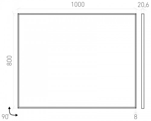 Зеркало FOCUS 100*80 см, рама 8 мм, цвет хром, LF-MIR-100-00