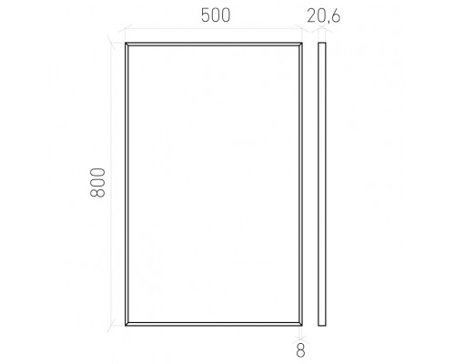 Зеркало FOCUS 50*80 см, рама 8 мм, цвет хром, LF-MIR-50-00