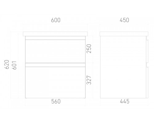 Тумба подвесная OPTIMUM 60 под умыв-к Como 60, Moduo 60, белый глянец, LO-WCAB-60-01