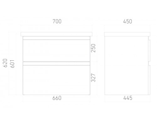 Тумба подвесная OPTIMUM 70 под умыв-к Como 70, белый глянец, LO-WCAB-70-01
