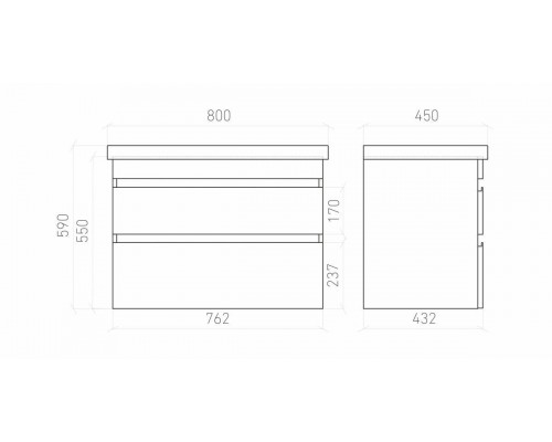 Тумба подвесная SARGAS 80 под умыв-к Cerastyle Frame 80, УЛЬТРА белый глянец, LS-WCAB-80-101