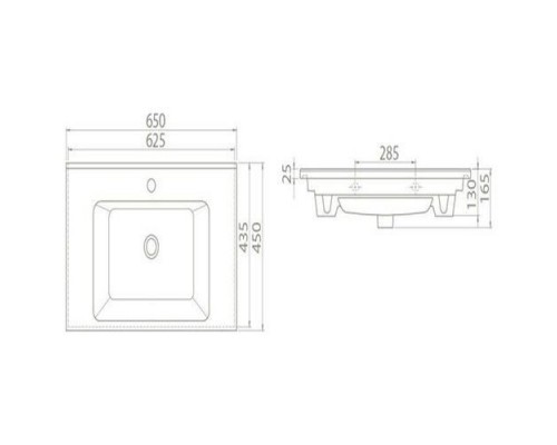 Умывальник мебельный/подвесной без крепления Arte 65*45 см, белый, VB048J32U00
