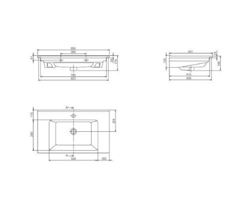 Умывальник мебельный/подвесной без крепления Arte 85*45 см, белый, VB048N52U00