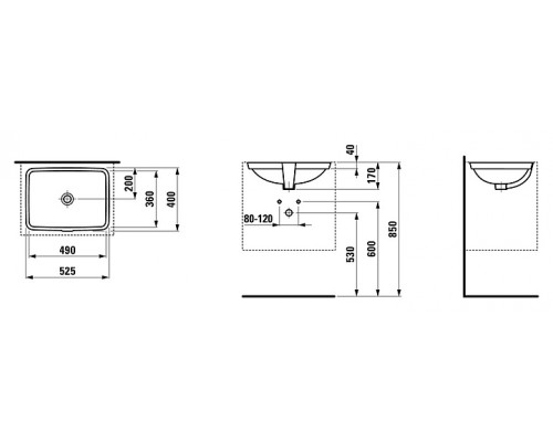 LAUFEN PRO S 1196.1.000.109.1 раковина 490 x 360 x 170 mm под столешницу