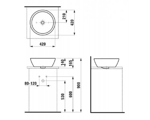 LAUFEN PRO B 1296.2.000.109.1 раковина 42х42 без перелива