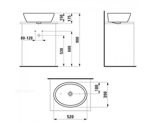 LAUFEN PRO B 1296.4.000.109.1 раковина 52 x 39 чаша