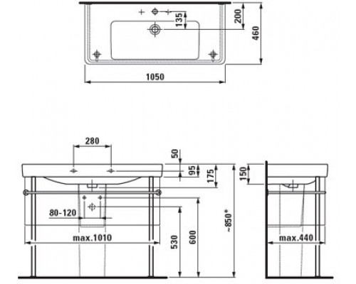 LAUFEN PRO S 1396.6.000.104.1 Раковина-столещница 1050 x 465 x 95 mm