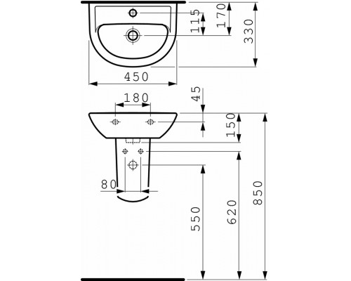 LAUFEN PRO B 1595.2.000.104.1 раковина 45х33