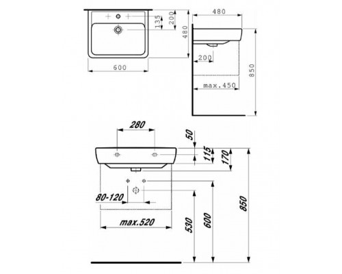 LAUFEN PRO A 1895.2.000.104.1 раковина 60х48
