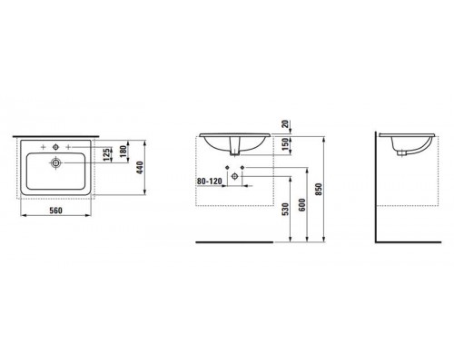 Умывальник встраиваемый Laufen Pro 813961 56x44