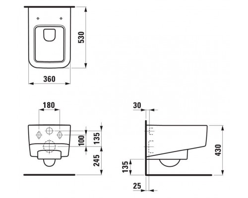 Унитаз подвесной Laufen Pro S 820962 36x54, безободковый с сиденьем
