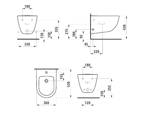 Подвесное биде Laufen Pro 36x53, покрытие LCC, 8309524003021