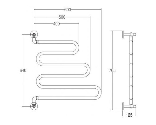 Полотенцесушитель Margaroli Vento 405BN никель шлифованный