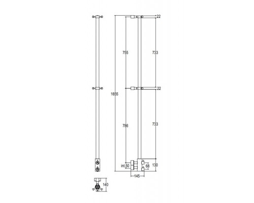 Полотенцесушитель водяной Margaroli Arcobaleno 416LOB, высота 165.5 см, ширина 14.5 см, старая бронза