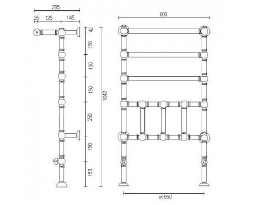 Полотенцесушитель водяной с полкой Margaroli Armonia 9-300 93005505CRP, высота 104.2 см, ширина 60 см, хром