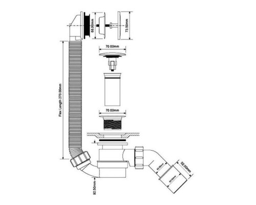 Сифон для ванны цвет бронза McAlpine HC2600CLAB слив-перелив автомат с системой открытия и закрытия "клик-клак"