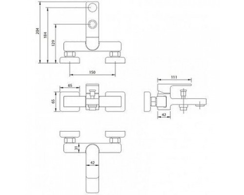 Смеситель для ванны Omnires Baretti BA7830BL