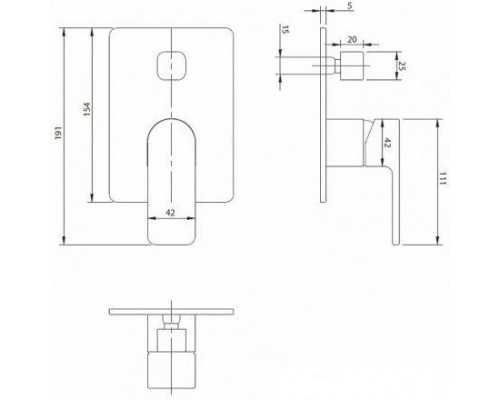 Смеситель Omnires Baretti для ванны скрытого монтажа (черный BLM), BA7835BL