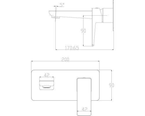 Смеситель Omnires Parma PM7415BL для раковины, скрытого монтажа, черный