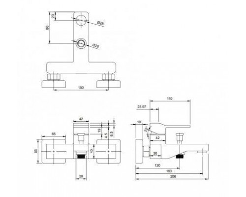 Смеситель для ванны Omnires SLIDE SL7730CR хром