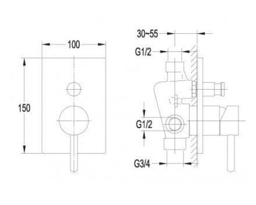 Душевая система скрытого монтажа Omnires Y, SYSY23/KCR