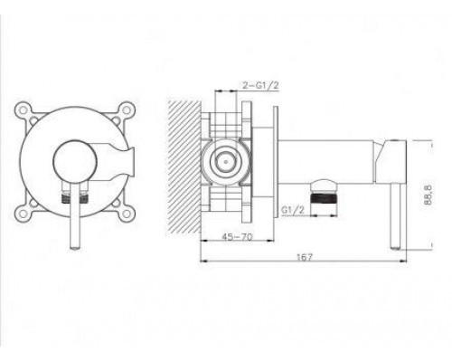 Система для биде скрытого монтажа WHITECROSS Y SYSYBI2CR (хром)