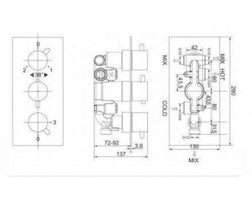 Душевая система скрытого монтажа для душа Omnires Y SYSYS01CR