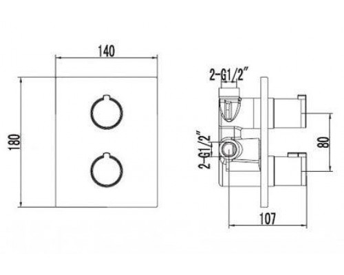Душевая система скрытого монтажа Omnires Y SYS YT01 встраиваемая, с термостатическим смесителем скрытого монтажа, цвет - хром