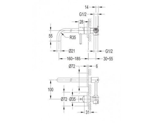 Смеситель Omnires Y Y1215HGL для раковины, горизонталь, скрытого монтажа, золото