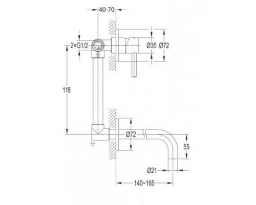 Смеситель Omnires Y Y1215NBL для раковины, вертикаль, скрытого монтажа, черный