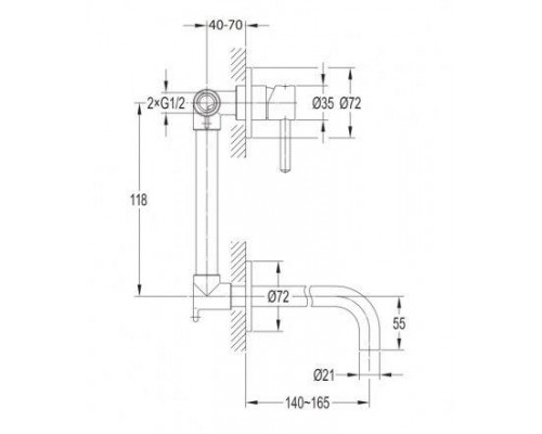 Смеситель Omnires Y Y1215NGL для раковины, вертикаль, скрытого монтажа, золото