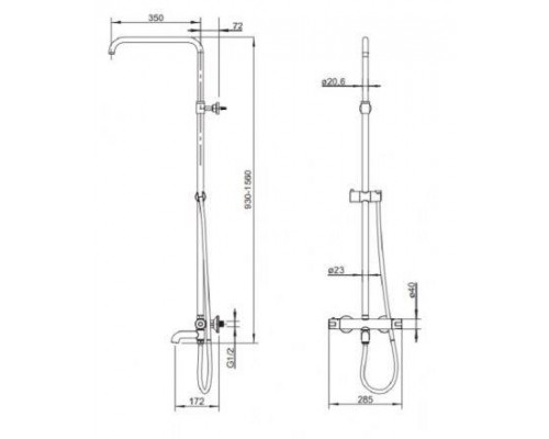 Термостатическая душевая система Omnires SYS Y1234АLBL