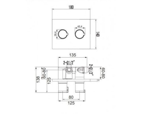 Термостат для душа Omnires Y Y1236/К CR, встраиваемый на 2 режима