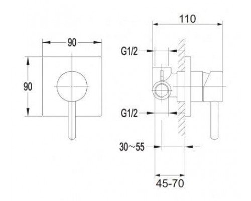 Смеситель для душа скрытого монтажа Omnires Y, Y1245/KCR