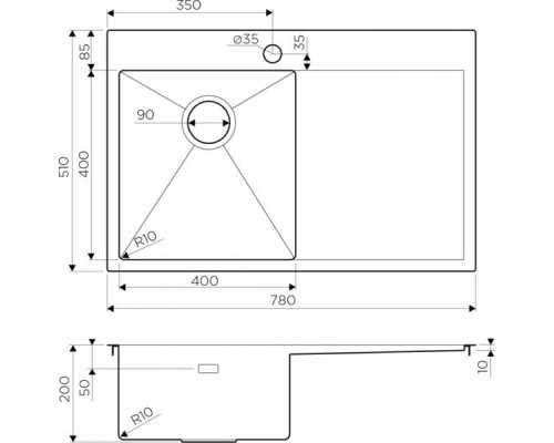Кухонная мойка из нержавейки Omoikiri Akisame 78-IN-L нержавеющая сталь
