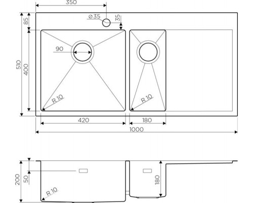 Кухонная мойка из нержавейки Omoikiri Akisame 100-2-LG-L светлое золото