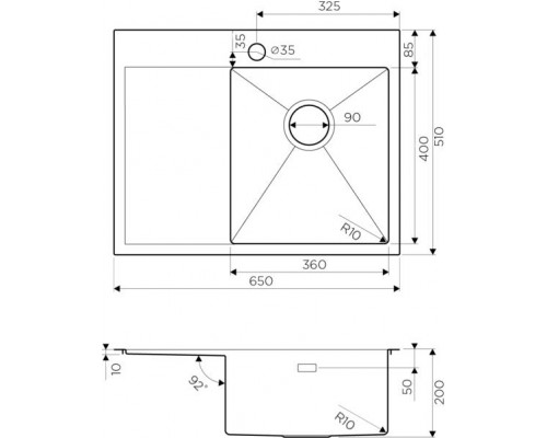 Кухонная мойка из нержавейки Omoikiri Akisame 65-GM-R вороненая сталь