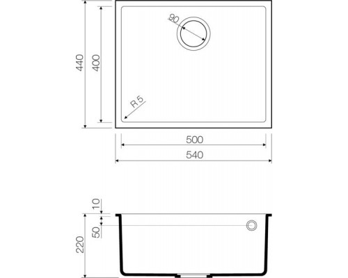 Кухонная мойка Omoikiri Bosen 54-U-BL Tetogranit/черный