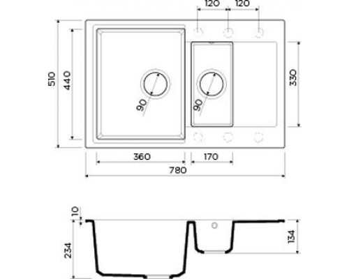 Кухонная мойка Omoikiri Daisen 78-2-CA Artgranit/карамель