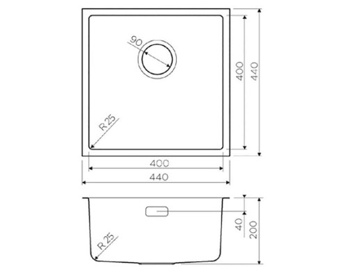 Кухонная мойка из нержавейки Omoikiri Tadzava 44-U/I-IN Quadro нержавеющая сталь
