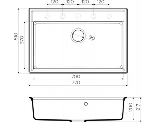 Кухонная мойка Omoikiri Daisen 77-PA Artgranit/пастила